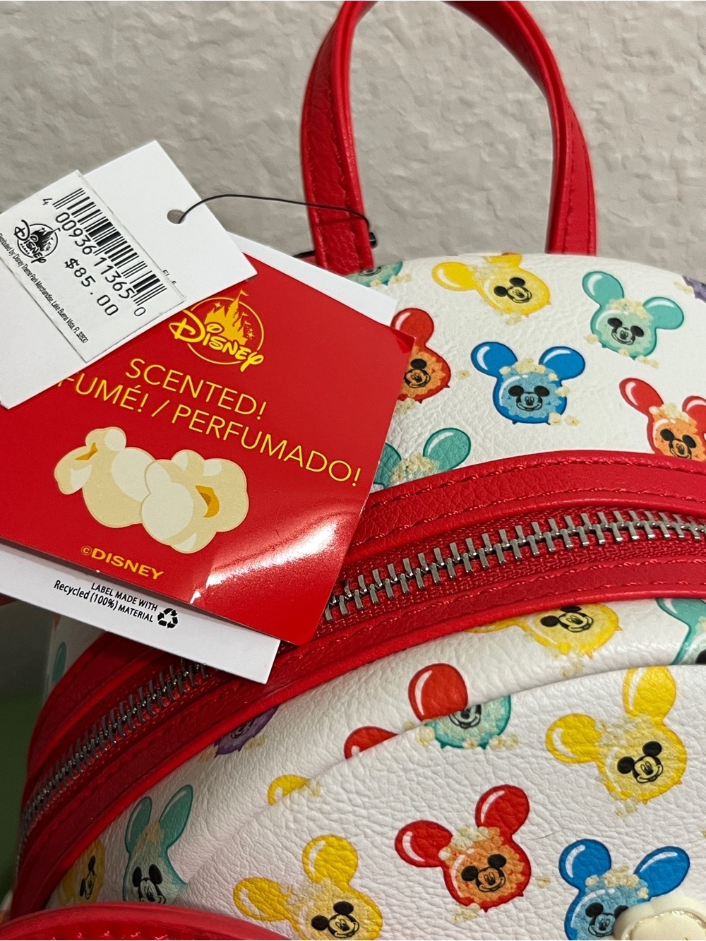 Disney Parks Loungefly Mickey Balloon Popcorn Bucket Mini Backpack Scented NEW - Picture 2 of 6